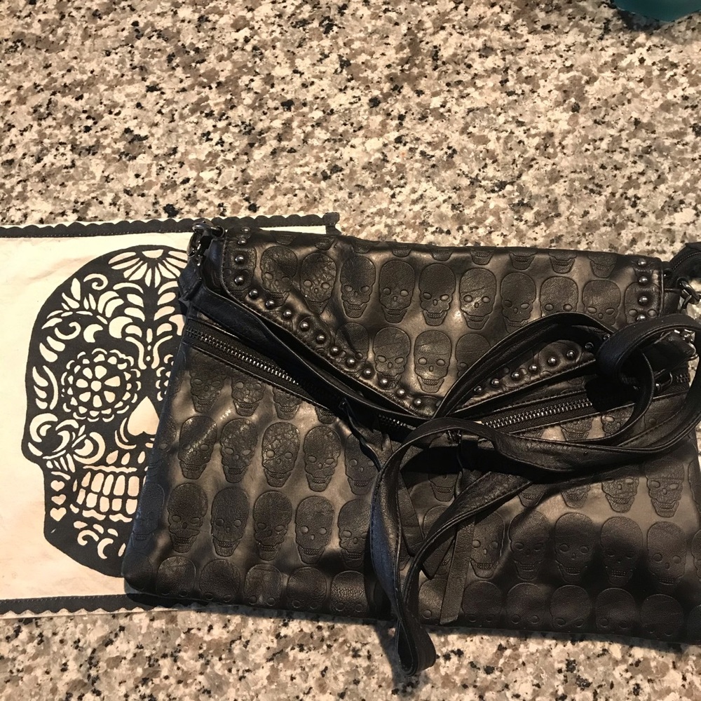 Vegan Leather Skull Embossed Crossbody